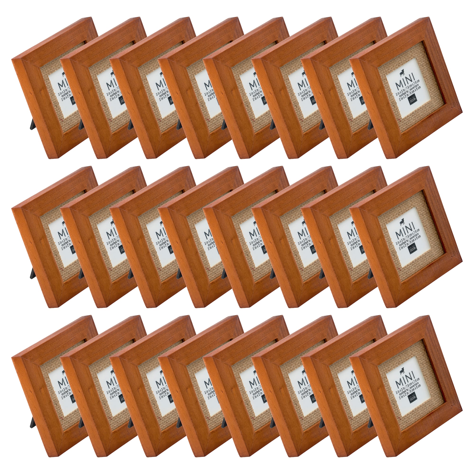 24 Pack: Mini Walnut Frame with Burlap Mat by Studio Décor®